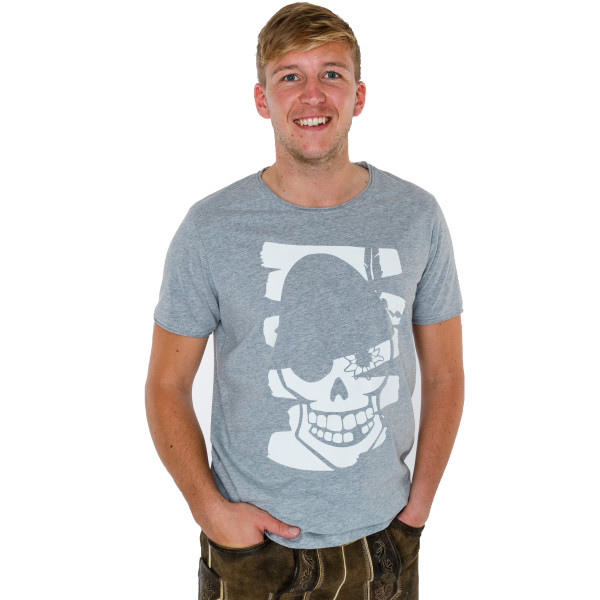 HERREN-T-SHIRT GRAU, PAINTBRUSH WEISS