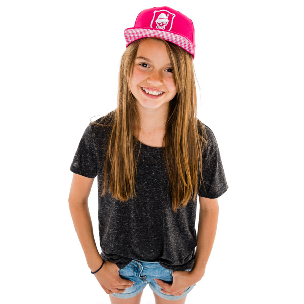 KINDER-SNAPBACK DIE PINKKARIERTE / STICK WEISS